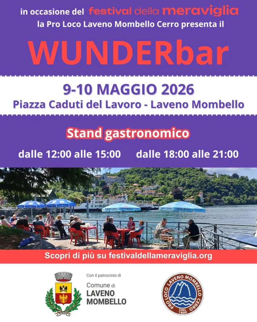 WUNDERbar - terza edizione - Piazza Caduti del Lavoro, Laveno-Mombello (VA) - ✨ In occasione del @festivaldellameraviglia, la Pro Loco Laveno Mombello Cerro, con il patrocinio del @comunedilavenomombello, presenta la terza ediz...