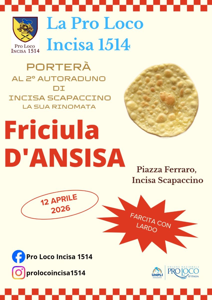 Autoraduno storico e tradizionale friciula di Incisa  - Piazza Ferraro, Incisa Scapaccino (AT) - In occasione dell'Autoraduno organizzato dal comitato Amici della Piazza, domenica 12 aprile saremo presenti anche noi a distribuire la nostra rinomat...