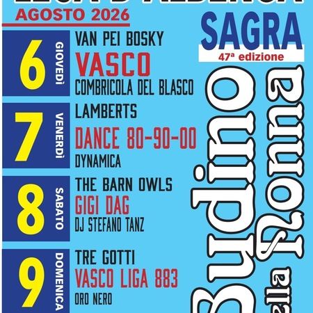 Sagra del Budino della Nonna - Via al Piemonte, Albenga (SV) - 4 serate da non perdere! 🍻🍔🍮
🕢Cucine aperte dalle 19:30
🎸Live music ogni sera 
Noi siamo pronti, e voi?🚀
 Indirizzo: Via al Piemonte Albenga...