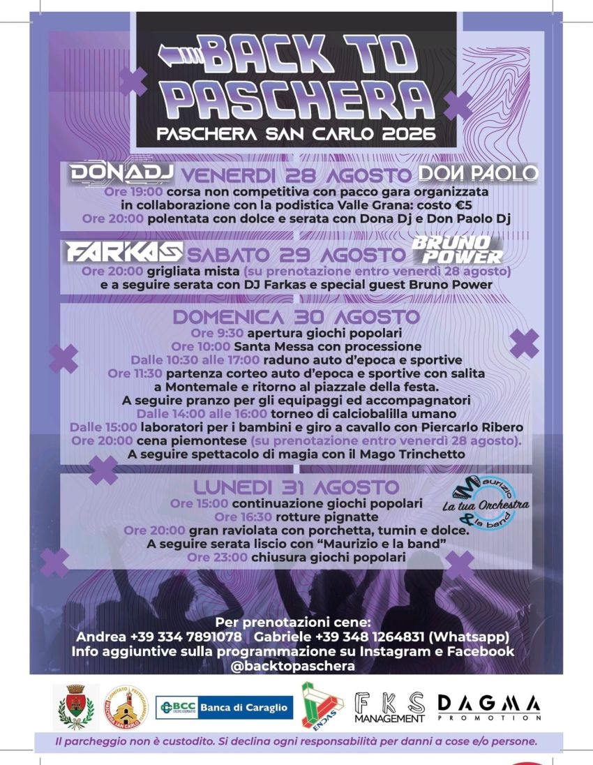 BACK TO PASCHERA 2026 - Paschera San Carlo, Caraglio (CN) - Finalmente ecco a voi il programma ufficiale di BACK TO PASCHERA 2026, scaldate i motori, siamo pronti a farvi TREMARE🚨🚨