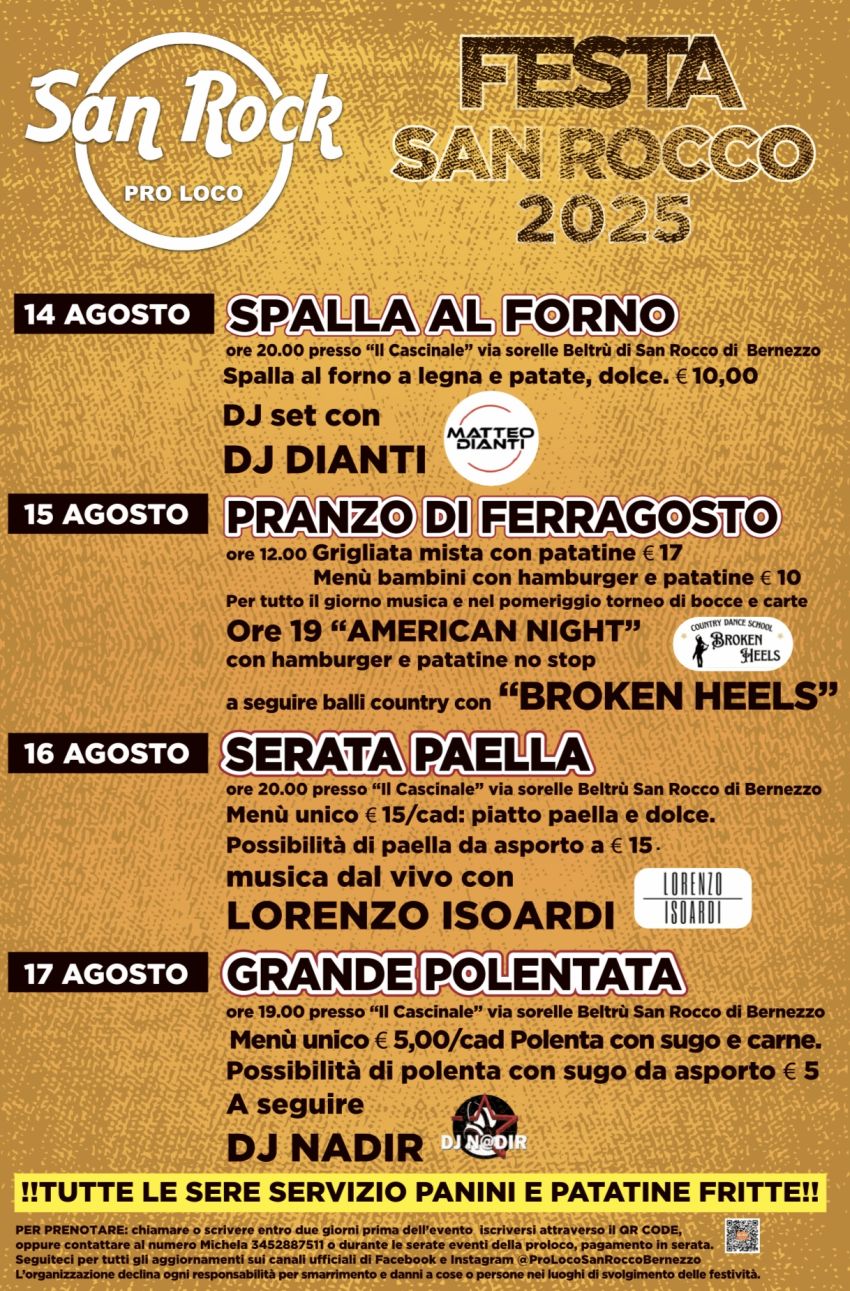 FESTA PATRONALE SAN ROCCO BERNEZZO - Via Sorelle Beltrù, Bernezzo (CN) - 