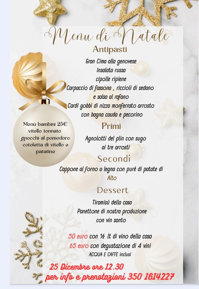 Pranzo di Natale in Piemonte: Scopri il Menu della Tradizione all'Osteria del Castello di Alto (CN) - Via Castello, 1, 12070 Alto CN, Alto (CN) - Festeggia il 25 Dicembre con un autentico pranzo di Natale all'Osteria del Castello ad Alto (Cuneo). Scopri il menu: Agnolotti del plin, Cappone, Bagn...