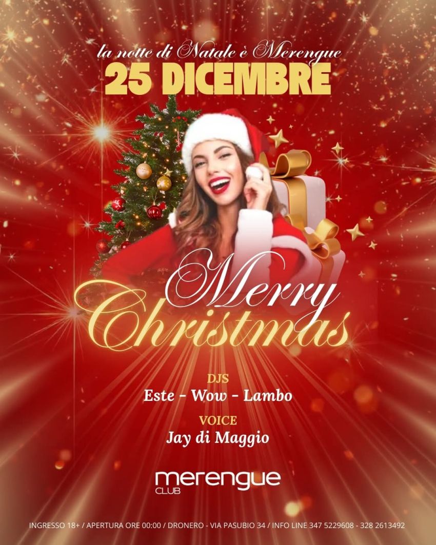 ✨️🎁LA NOTTE DI NATALE È MERENGUE🎁✨️ - Via Pasubio,34 , Dronero (CN) - La Notte di Natale è Merengue! 🎁
📅 25 DICEMBRE - ORE 00:00
Festeggia il Natale tutta la notte! ✨
🎶 Djs Este - Wow - Lambo
🎤 Voice Jay di Maggio
C...