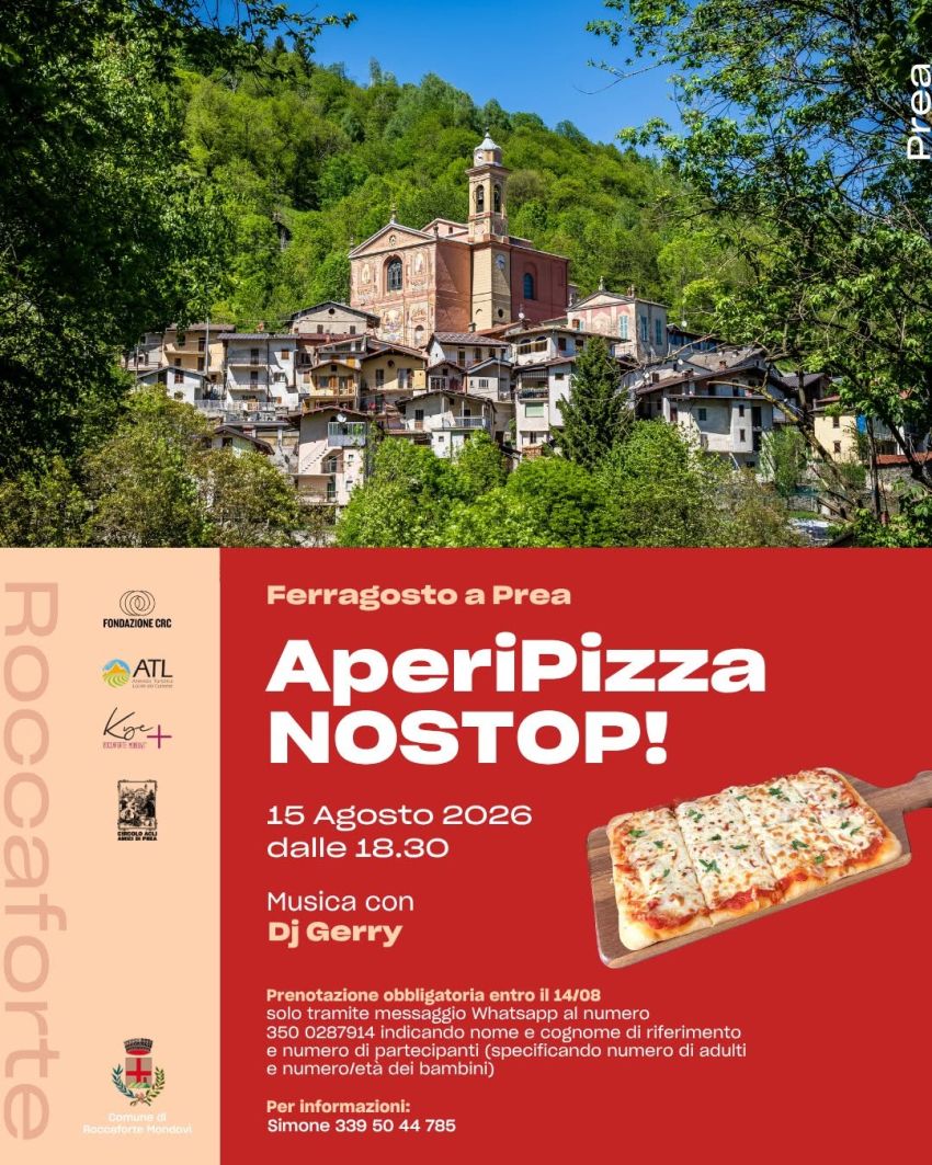 FERRAGOSTO A PREA - Prea - Roccaforte Mondovì, Roccaforte Mondovì (CN) - Pronti per trascorrere il Ferragosto a Prea? Il 15 agosto dalle 18.30 AperiPizza no stop, musica con il dj Gerry. Prenotazione obbligatoria solo trami...