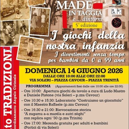 Giochi di una volta - via soleri Piazza Cavour Piazza Trinità, Taggia (IM) - Giochi di una volta per bambini da 0 a 99 anni
Ci saranno giochi di una volta e i bambini ragazzi e adulti potranno cimentarsi con queste attrazioni...