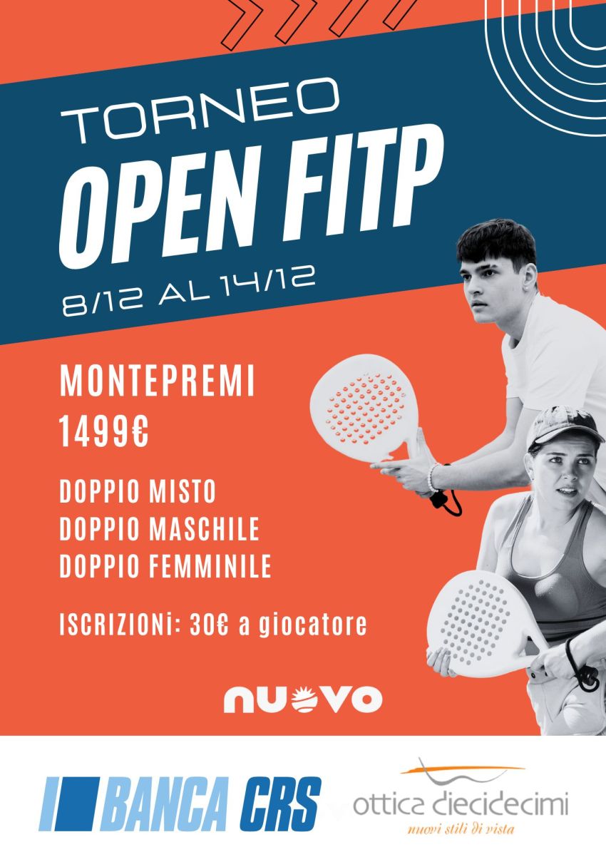 TORNEO OPEN NUoVO DIECIDECIMI - Nuovo, Via Parco della Gioventù, Cuneo (CN) - 
TORNEO OPEN NUoVO DIECIDECIMI

DALL 8 AL 12 DICEMBRE

📍 NUoVO, Via Parco della Giuventù 1, Cuneo

Doppio misto 1-4.NC

Doppio maschile 1-4.NC

Doppi...