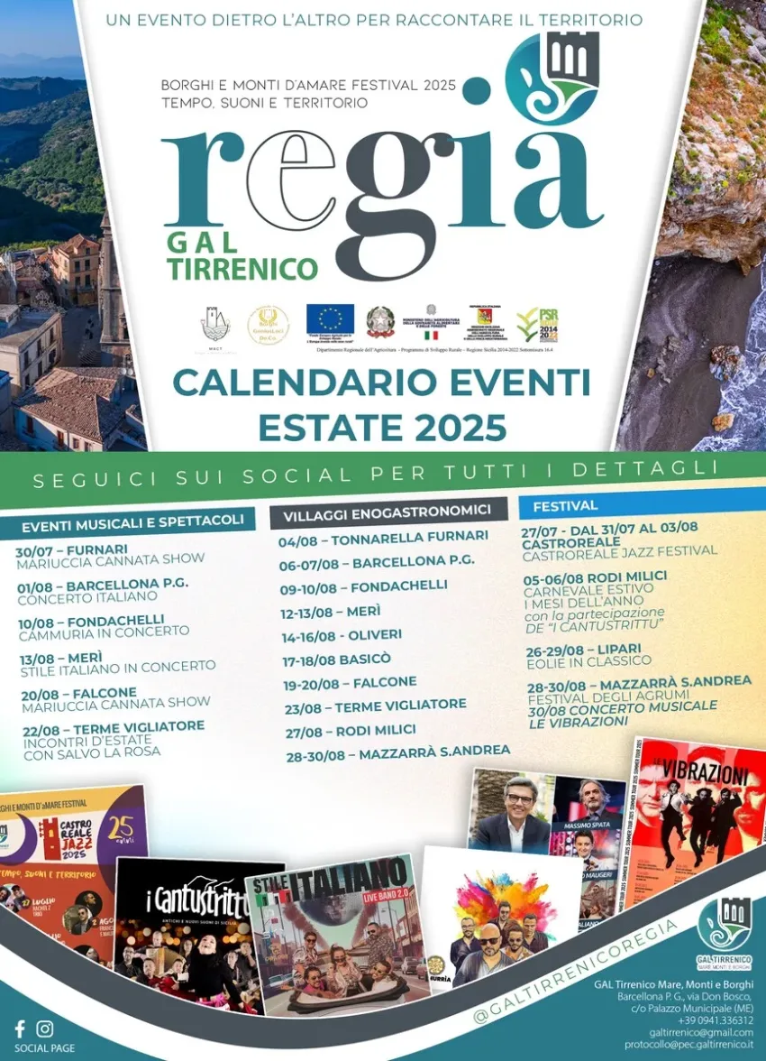 Borghi e Monti d'aMare Festival - Centro città , Castroreale (ME) - L'hinterland tirrenico di Messina sarà pervaso da una nuova aurea di verve che è destinata a posizionare tutti i comuni appartenenti al Gal Tirrenico...