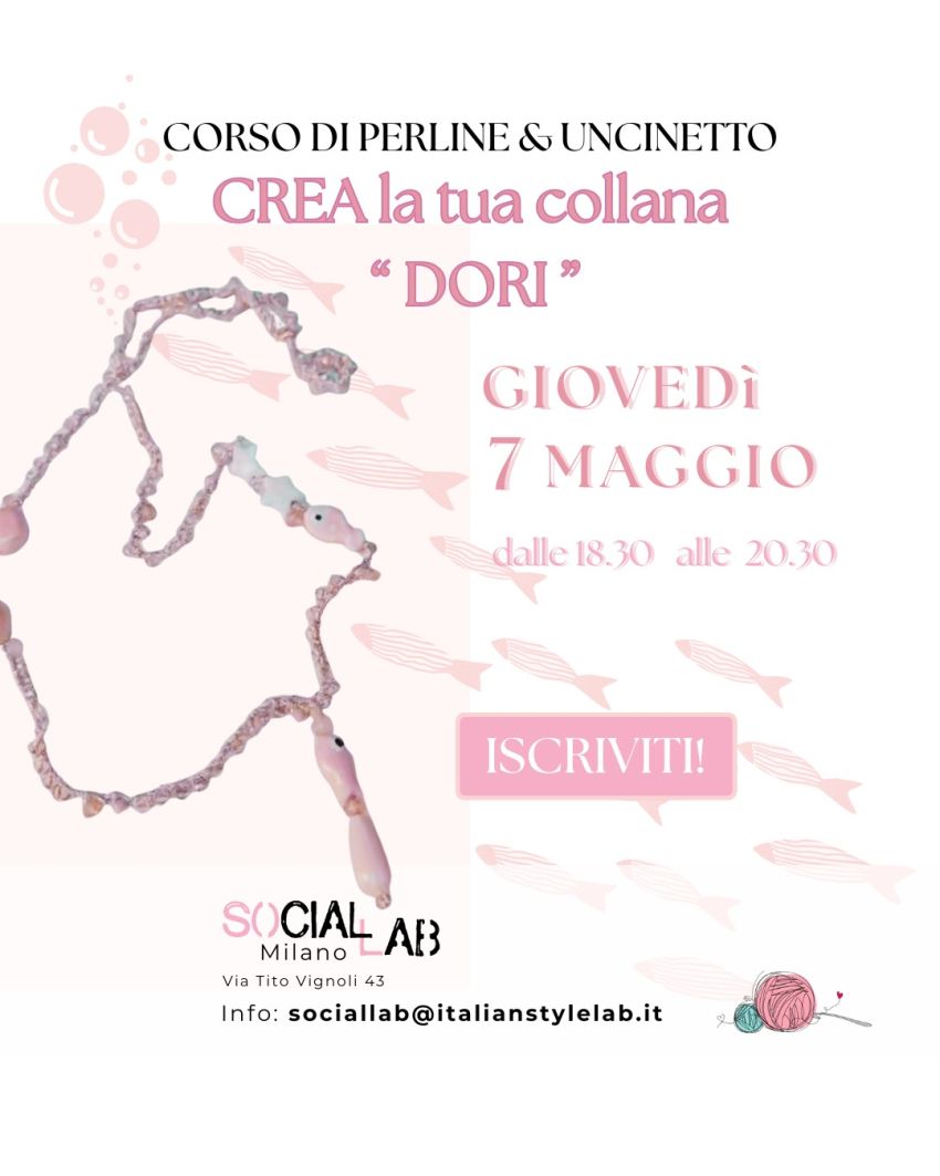 CORSO DI UNCINETTO , collana DORI - Via Tito Vignoli, 43, Milano (MI) - ✨ COLLANA DORI ✨Il corso per principianti e per professioniste che ti peretterà di creare una bellissima collana estiva!
Una collana facilissima ma...