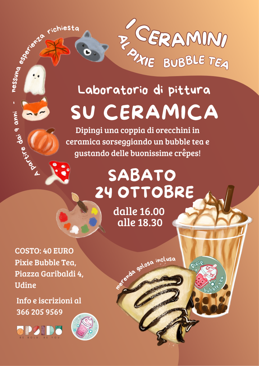 DIPINGI i CERAMINI da PIXIE BUBBLE TEA con UPSIDU LAB a UDINE! - Piazza Garibaldi 4/B, Udine (UD) - 🍂 I Ceramini arrivano da Pixie Bubble Tea ! 🧋
Dopo il bellissimo pomeriggio passato insieme la prima volta, torniamo a Udine con un nuovo corso di p...