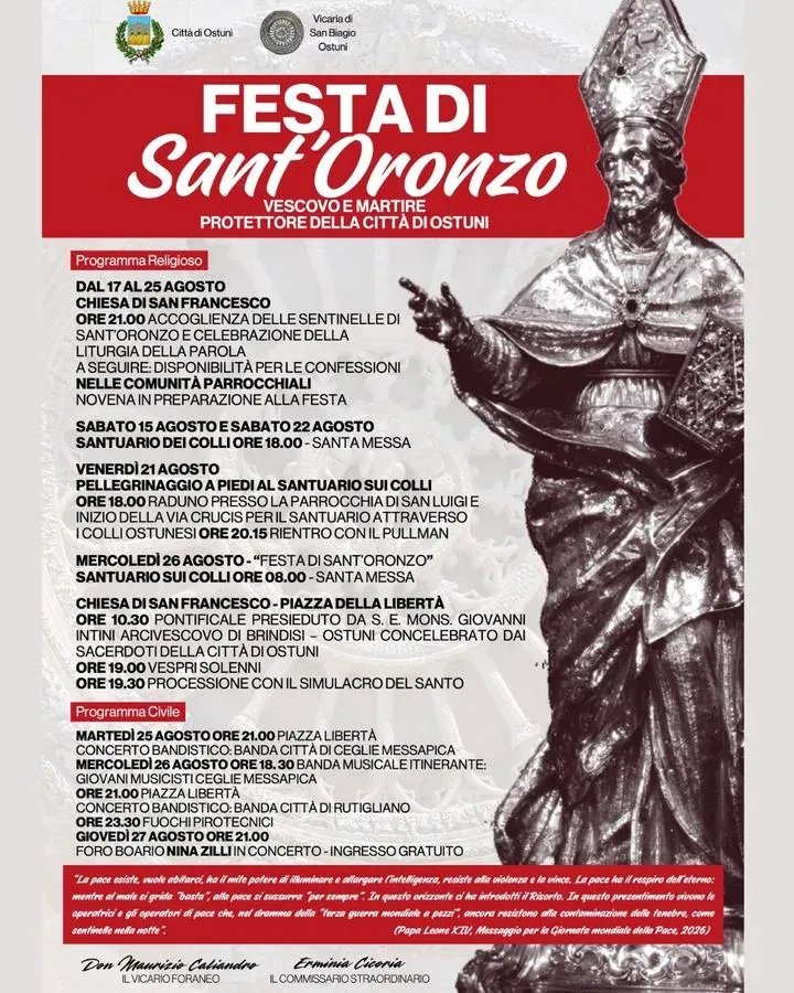 Concerto e Fuochi Sant’Oronzo - Piazza della Libertà (Ostuni - Piazza della Libertà), Ostuni (BR) - 