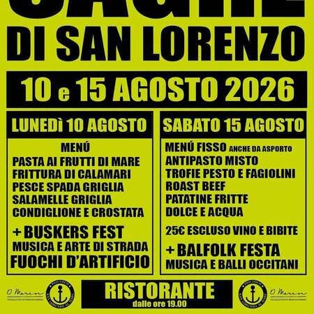 La notte delle stelle - Centro citta', San Lorenzo al Mare (IM) - La notte delle stelle 
Festa patronale a San Lorenzo sagra della pro loco con musica dei BALCANO Buskers Fest e a seguire fuochi d'artificio sul mare...