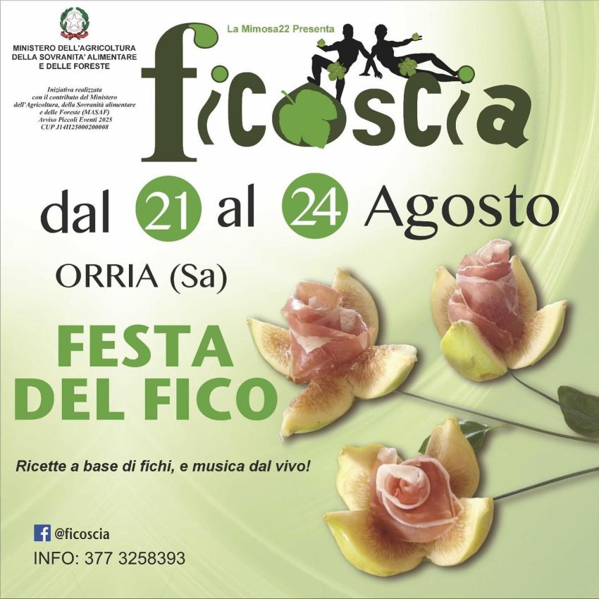 Ficoscia - La festa del Fico - Centro città, Orria (SA) - Dal 21 al 24 agosto vi aspettiamo ad Orria (Sa) per “Ficoscia - La festa del Fico”Un’evento organizzato dall’associazione la “Mimosa 22 Aps”, dove pot...
