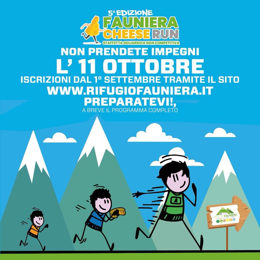 FAUNIERA CHEESE RUN - 5a edizione - Strada del colle Fauniera - Rifugio Fauniera, Castelmagno (CN) - L’11 ottobre 2025 torna la Fauniera Cheese Run, una staffetta non competitiva unica nel suo genere: tre frazionisti, una forma di Castelmagno da trasp...