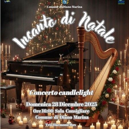 Concerto Candlelight - Sala Consiliare - Comune di Diano Marina, Diano Marina (IM) - Domenica 28 Dicembre 2025 dalle 16,00 presso la Sala Consiliare - Comune di Diano Marina. 
Incanto di Natale 
Concerto Candlelight a cura del trio H...