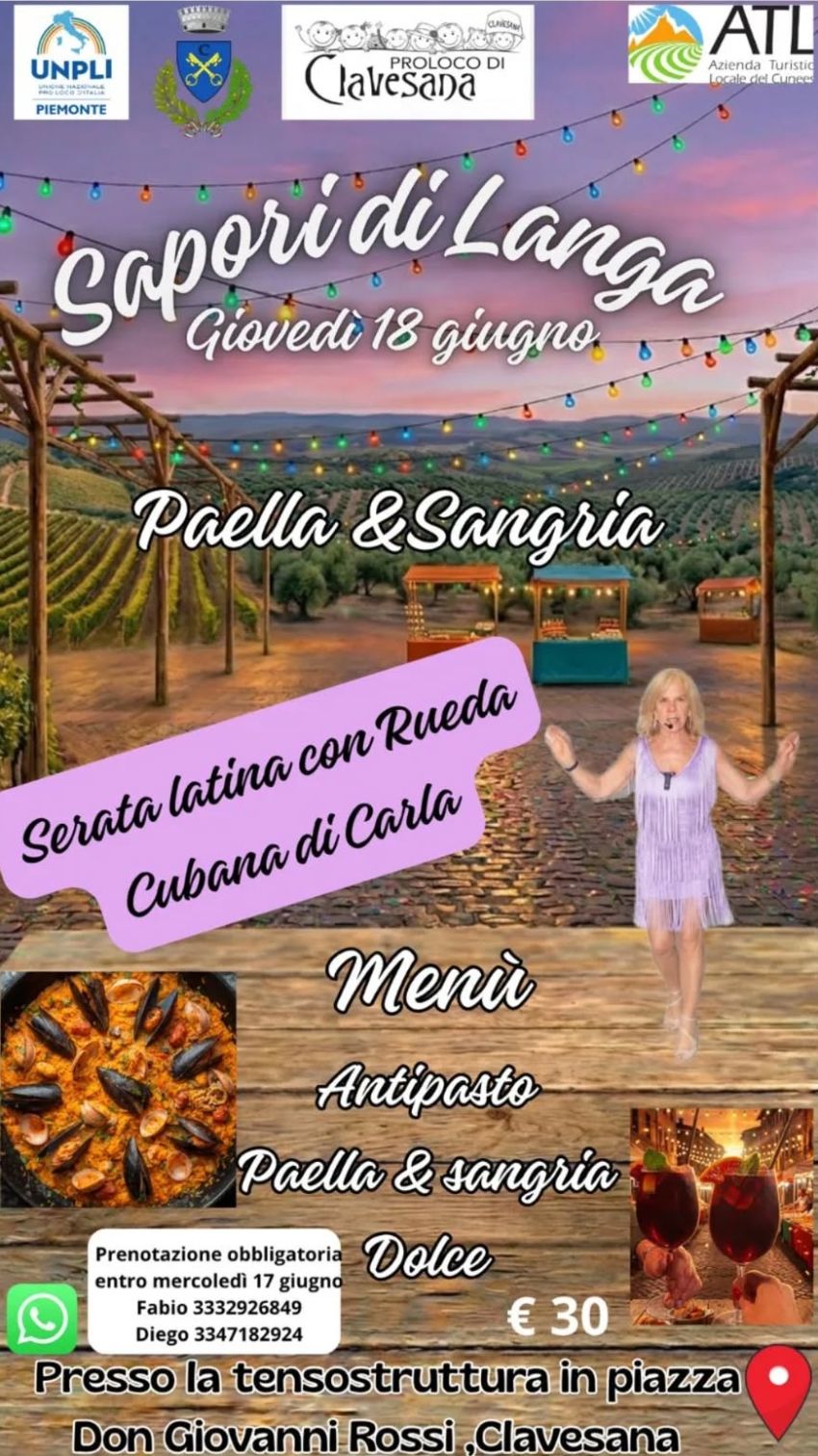 SAPORI DI LANGA - piazza Don Giovanni Rossi, Clavesana (CN) - 🌟 Sapori di Langa🌟
Preparatevi a una serata indimenticabile che unisce la bellezza delle nostre colline al ritmo travolgente della musica latina! La...