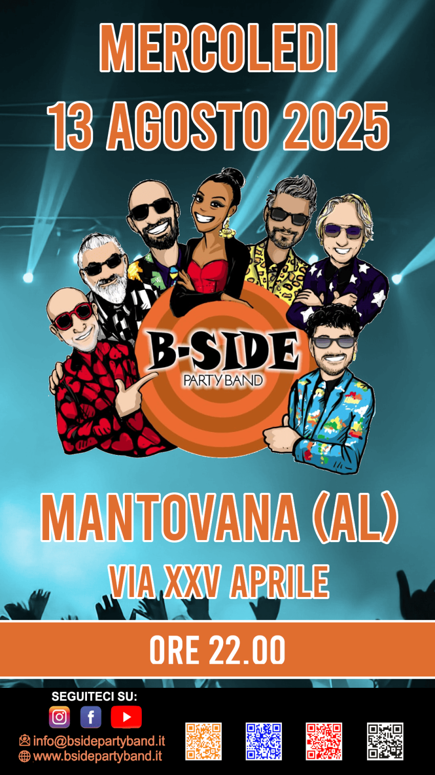 Bside Party Band live @ Mantovana (AL) - Via XXV Aprile, 21, Predosa (AL) - Grande serata live con la Bside Party Band a Mantovana (AL)!
Sei pronto a vivere una notte di musica, divertimento e pura live music?La Bside Party B...