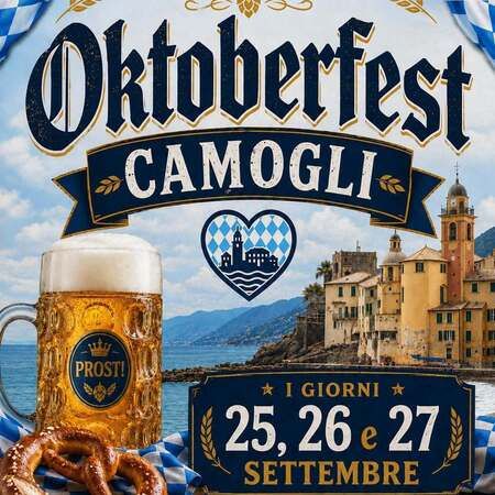 Oktoberfest CAMOGLI - VIA XX SETTEMBRE, Camogli (GE) - Oktoberfest CAMOGLI  
I GIORNI 25, 26 e 27 SETTEMBRE  
VIA XX SETTEMBRE
BIRRA ORIGINALE BAVARESE  
SPECIALITÀ BAVARESI  
MUSICA DAL VIVO  
DIVER...