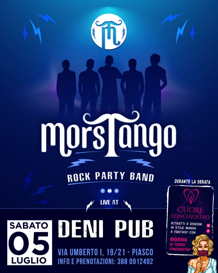 MorsTango Live chez !DENIPUB! - Via Umberto I 19, Piasco CN, Piasco (CN) - 🎉 𝐒𝐀𝐁𝐀𝐓𝐎 𝟓 𝐋𝐔𝐆𝐋𝐈𝐎 𝐚𝐥 𝐃𝐄𝐍𝐈 𝐏𝐔𝐁 di Piasco: una serata esplosiva tra arte e musica! 🎨🎸
 
🔥 𝐒𝐄𝐗𝐘 𝐄𝐃𝐈𝐓𝐈𝐎𝐍 𝐜𝐨𝐧 𝐆𝐢𝐨𝐫𝐠𝐢𝐚 𝐝𝐢 𝐂𝐮𝐨𝐫𝐞 𝐝’𝐈𝐧𝐜𝐡𝐢𝐨𝐬𝐭𝐫𝐨: ritratti e...
