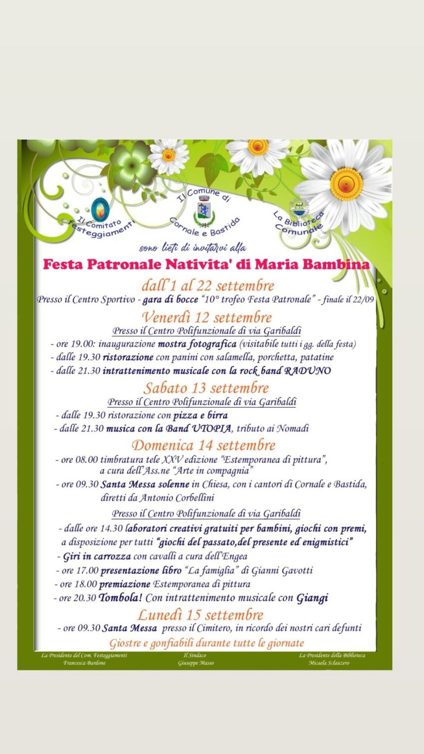 Festa Patronale Natività di Maria Bambina - Centro città, Cornale e Bastida (PV) - 