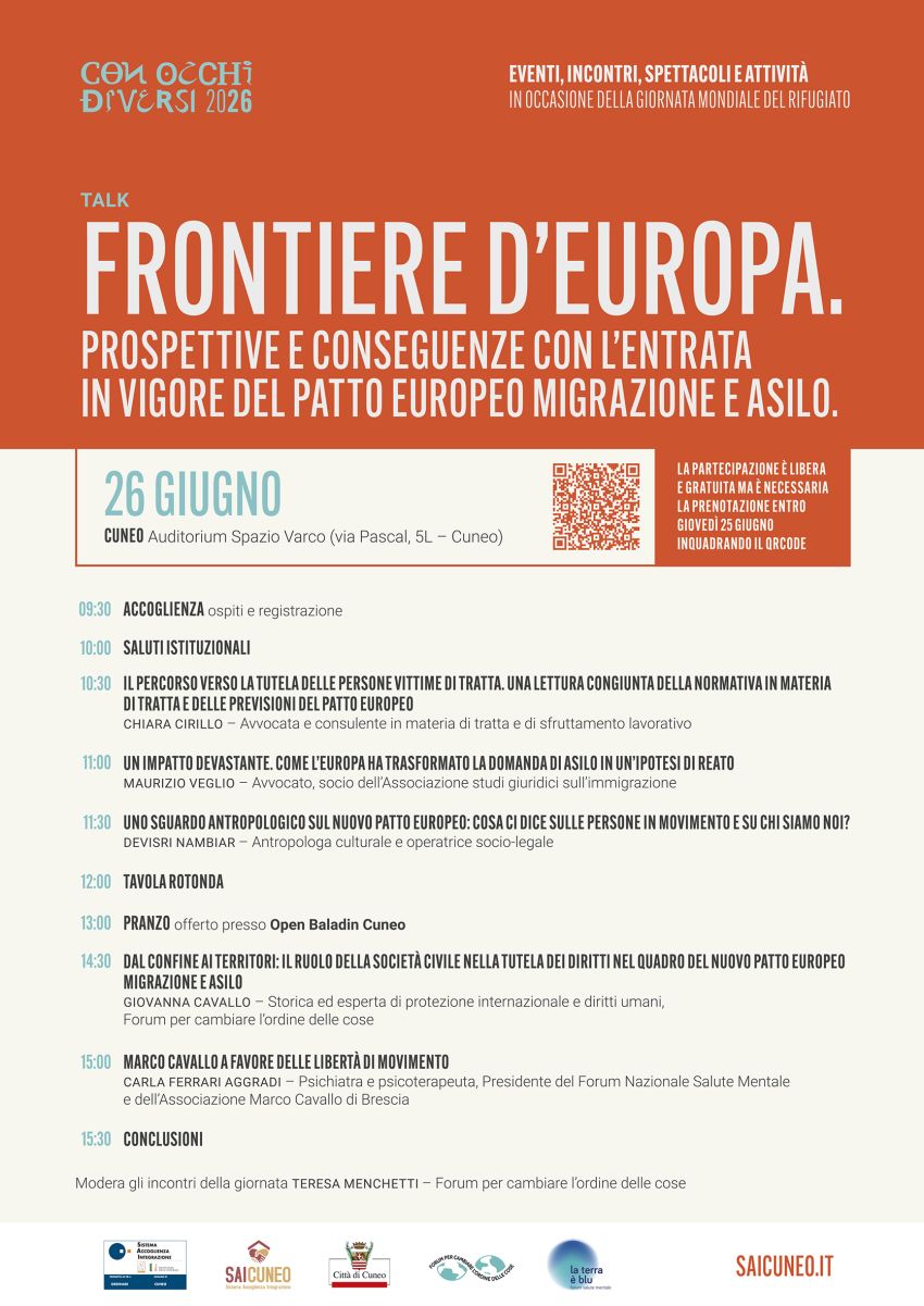 CON OCCHI DIVERSI - Cuneo, Cuneo (CN) - Con occhi diversi a Cuneo. Torna l'appuntamento annuale che il progetto SAI organizza per celebrare la Giornata mondiale del rifugiato indetta dalle N...