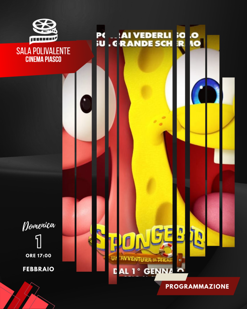 SpongeBob - Un'Avventura da Pirati - Sala Polivalente Dott. Serra - Via Umberto I, 145, Piasco (CN) - 🎬 𝗦𝗽𝗼𝗻𝗴𝗲𝗕𝗼𝗯 – 𝗨𝗻’𝗔𝘃𝘃𝗲𝗻𝘁𝘂𝗿𝗮 𝗱𝗮 𝗣𝗶𝗿𝗮𝘁𝗶📅 Domenica 1 febbraio 2026 – 17:00
🎟️ Ingresso6 € intero | 4 € ridotto e Over65
📖 TramaSpongeBob e i suoi insep...