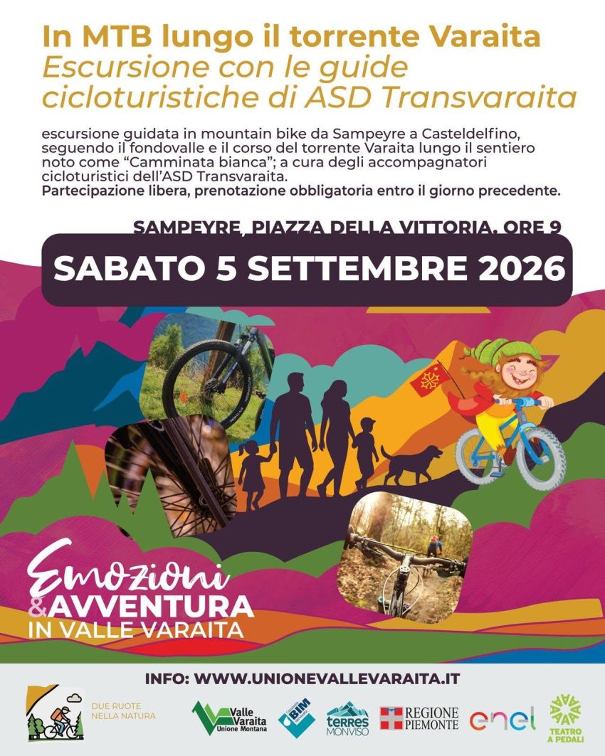 ESCURSIONE GUIDATA IN MTB - Sampeyre, Sampeyre (CN) - Sabato 5 settembre l'ASD Transvaraita organizza un' escursione guidata in mountain bike da Sampeyre a Casteldelfino, lungo il sentiero noto come Cammi...