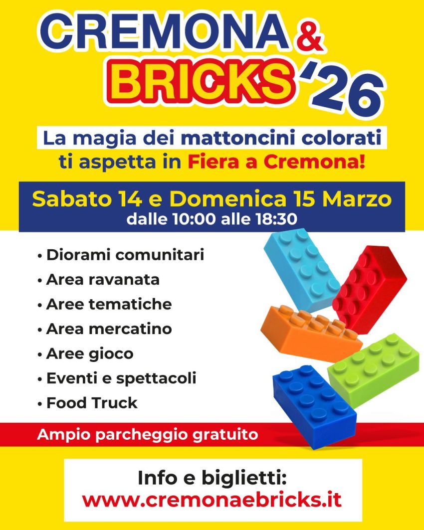 CREMONA & BRICKS 2026 - Fiera di Cremona, Cremona (CR) - 💛 L'evento più atteso dell'anno si avvicina: due giorni dedicati alla passione per i mattoncini, alle creazioni mozzafiato e al divertimento!📅 Cremo...