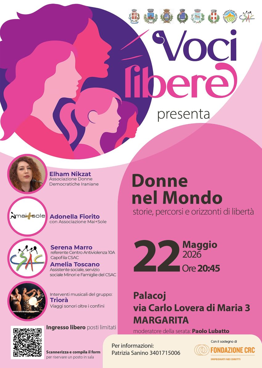 DONNE DAL MONDO - Margarita, Margarita (CN) - A Margarita, venerdì 22 maggio, alle ore 20.45 al PalaCoj di via Lovera di Maria, è in programma l'interessante serata Donne nel Mondo, evento di test...