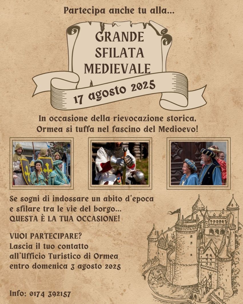 Grande sfilata medievale - Centro città di Ormea, Ormea (CN) - 👑 Torna a Ormea la GRANDE SFILATA MEDIEVALE!📅 Sabato 17 agosto 2025📍 Per le vie del borgoIn occasione della rievocazione storica, Ormea si trasform...