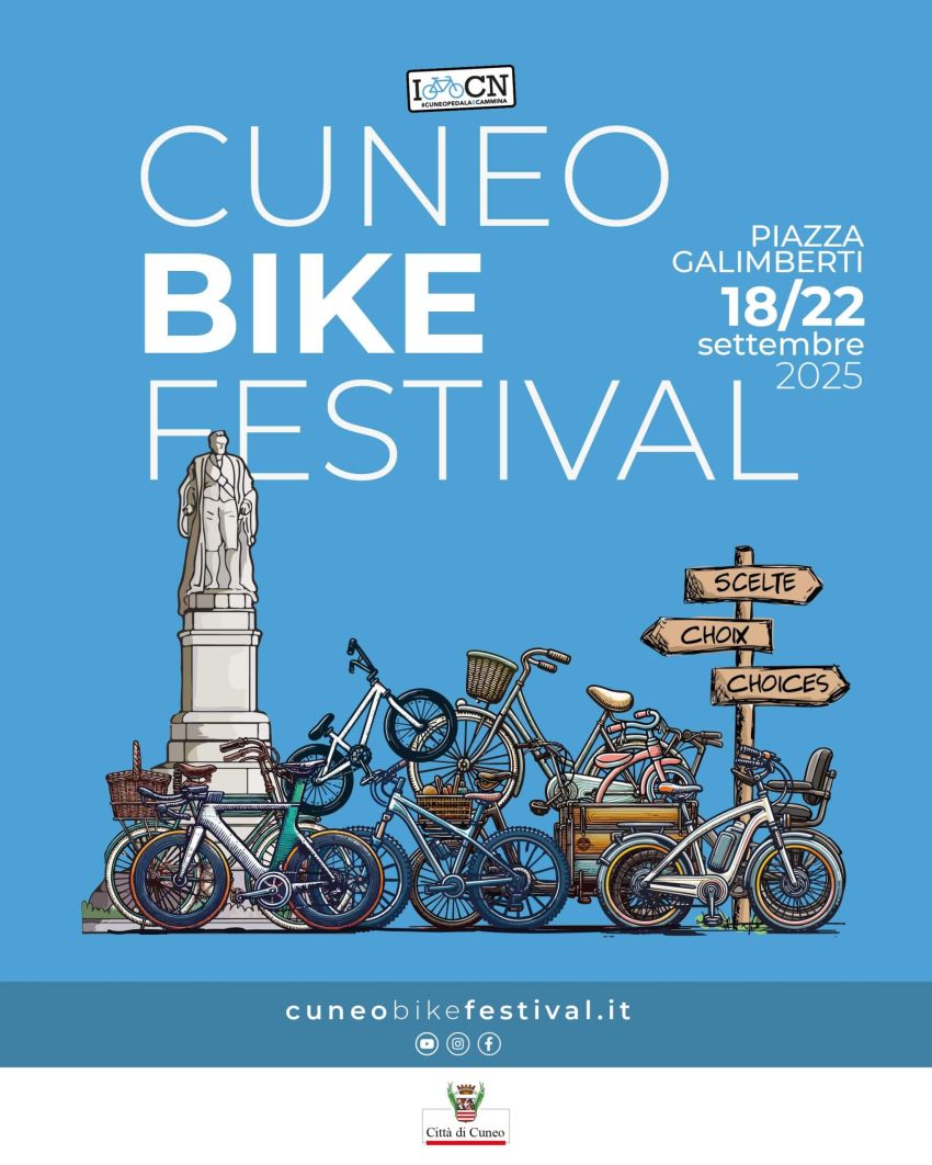 Cuneo Bike Festival - piazza Galimberti, Cuneo (CN) - La quinta edizione del “Cuneo Bike Festival” si svolgerà da giovedì 18 a lunedì 22 settembre 2025 e avrà come filo conduttore le “scelte”, sinonimo di...
