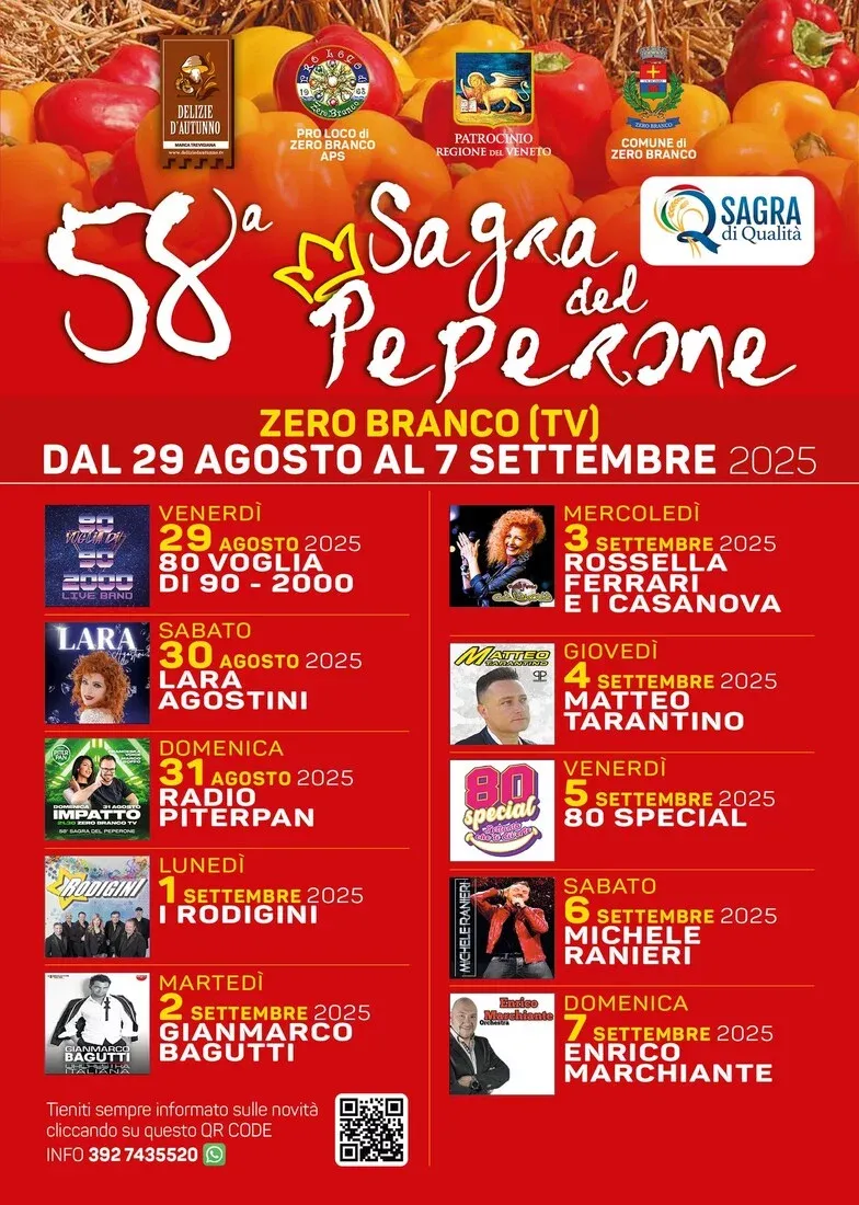 Sagra del Peperone a Zero Branco - Centro città, Zero Branco (TV) - A Zero Branco (TV) appuntamento con la Sagra del Peperone, organizzata dallo Pro Loco che ogni anno festeggia il prodotto locale.
Il Peperone di Zero...