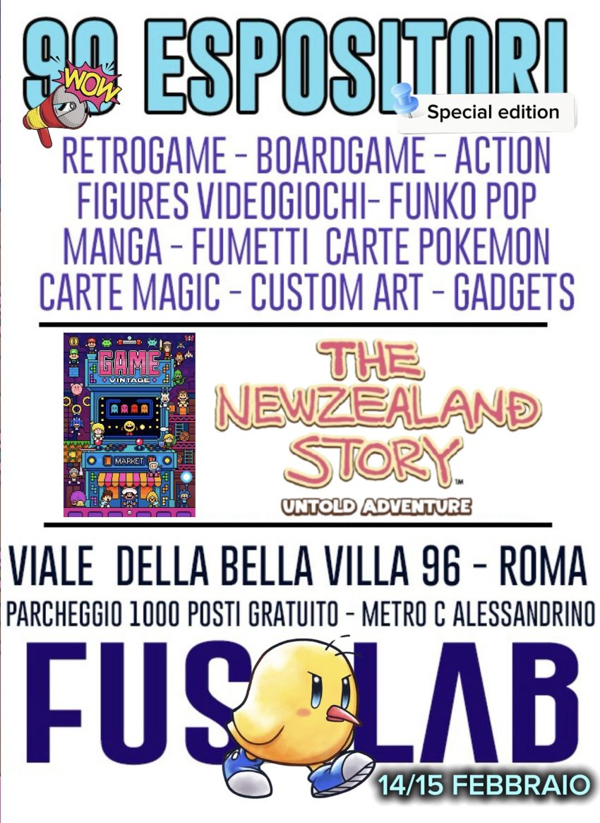 GAME vintage MARKET  - Viale della bella villa 94/96, Roma (RM) - 🕹️ GAMEVINTAGE MARKET: Special Edition
🐥 THE NEW ZEALAND STORY – Untold Adventure 🏝️
Non è una fiera. È un salto nel tempo.
Il 14 e 15 Febbraio 2026,...