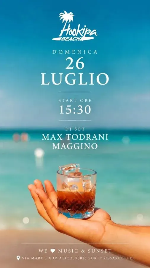 We Music & Sunset - Max Todrani DJ - Scala di Furno Via Mare Adriatico 3 (Hookipa Beach), Porto Cesareo (LE) - 
