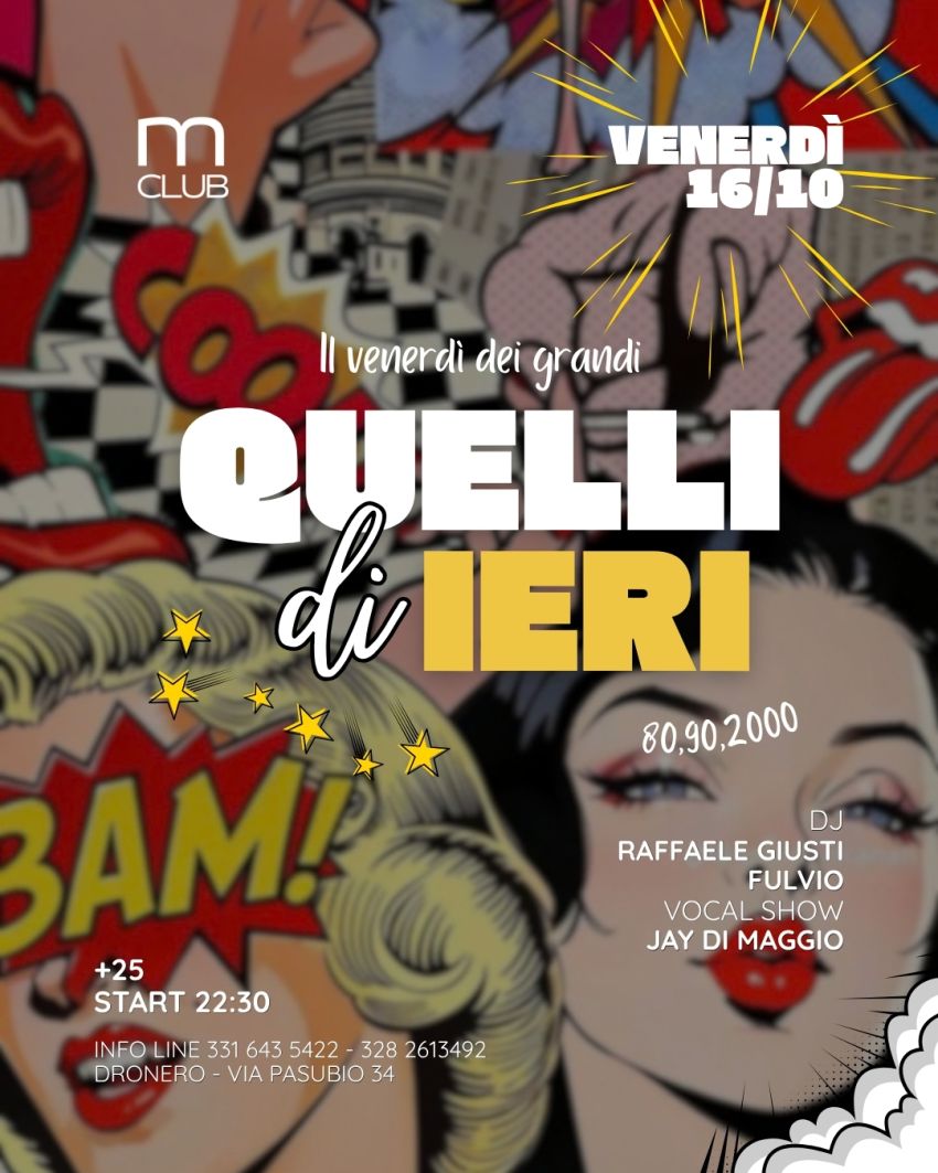 QUELLI di IERI - Via Pasubio, 34 (Merengue Club), Dronero (CN) - QUELLI di IERI 💥🪩Venerdì 16 ottobre - il nostro appuntamento con il venerdì dei grandi ✨La serata dedicata alla musica anni 80, 90 e 2000 🎶🎧 Djs:...