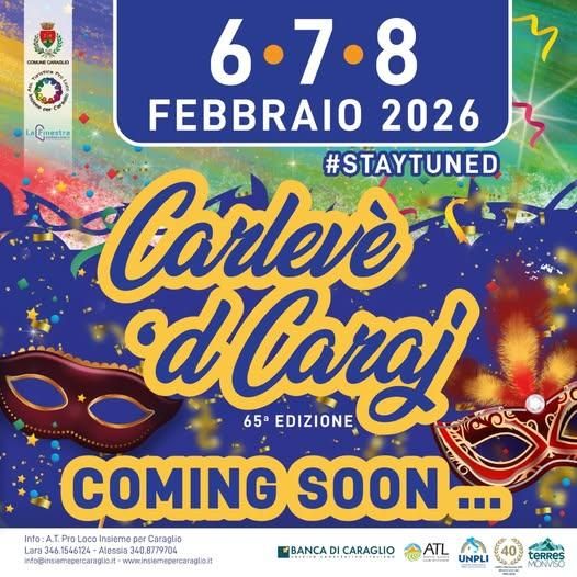 CARLEVE 'D CARAJ - Caraglio, Caraglio (CN) - Appuntamento aperto a tutti a Caraglio, dal 6 all'8 febbraio per festeggiare il Carnevale con tutta la comunità! Ulteriori info presto disponibili.