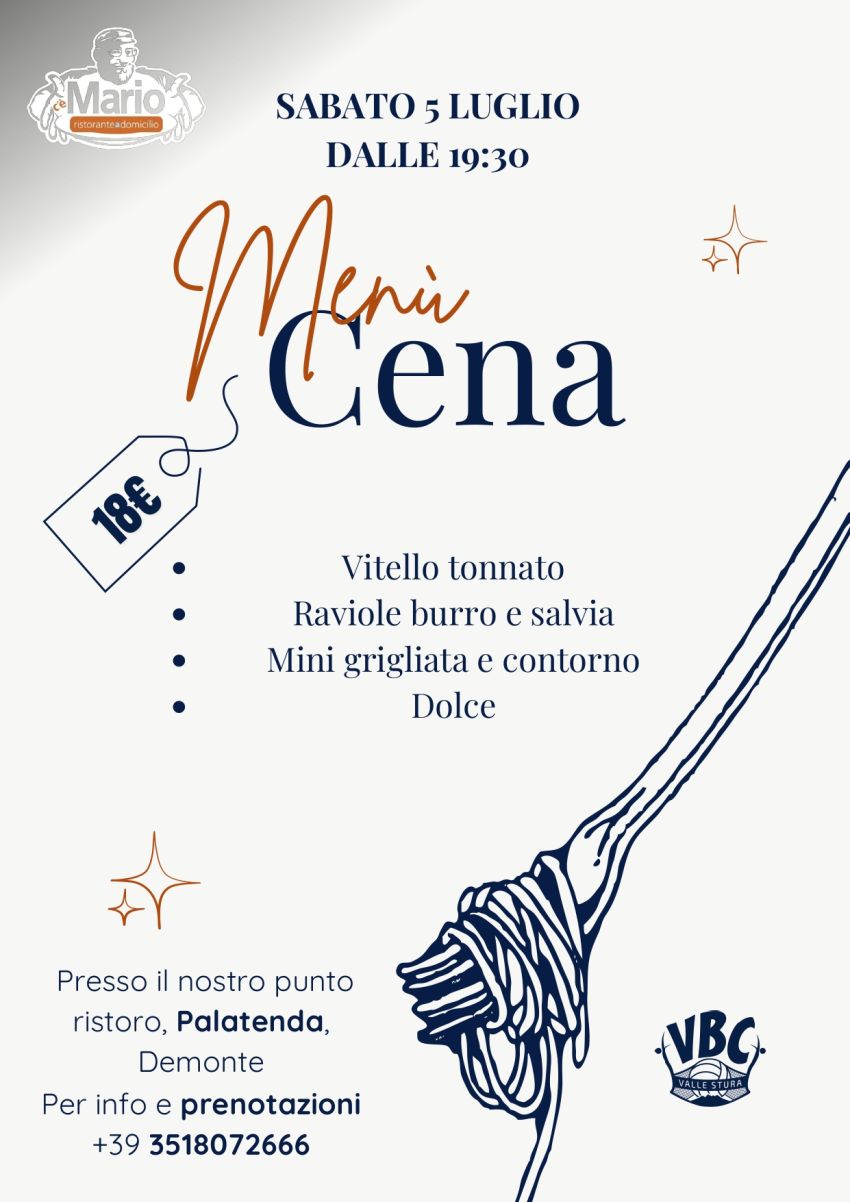 Cena Gourmet @ Stra Val Esturo - Piazza Nuto Revelli, Demonte (CN) - Cena Gourmet @ Stra Val EsturoSabato 5 luglio | Dalle 19:30
Una serata dedicata ai sapori raffinati e alla buona compagnia.Vi proponiamo un menù selez...