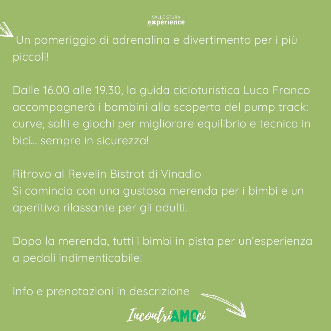 Pomeriggio sul Pump Track - via Nazionale 2 (Revelin Bistrot), Vinadio (CN) - 🚴‍♂️ 11, 14 e 18 agosto📍 Vinadio – @revelin_bistrot Un pomeriggio di adrenalina e divertimento tutto dedicato ai più piccoli!⏰ Dalle 16.00 alle 19....
