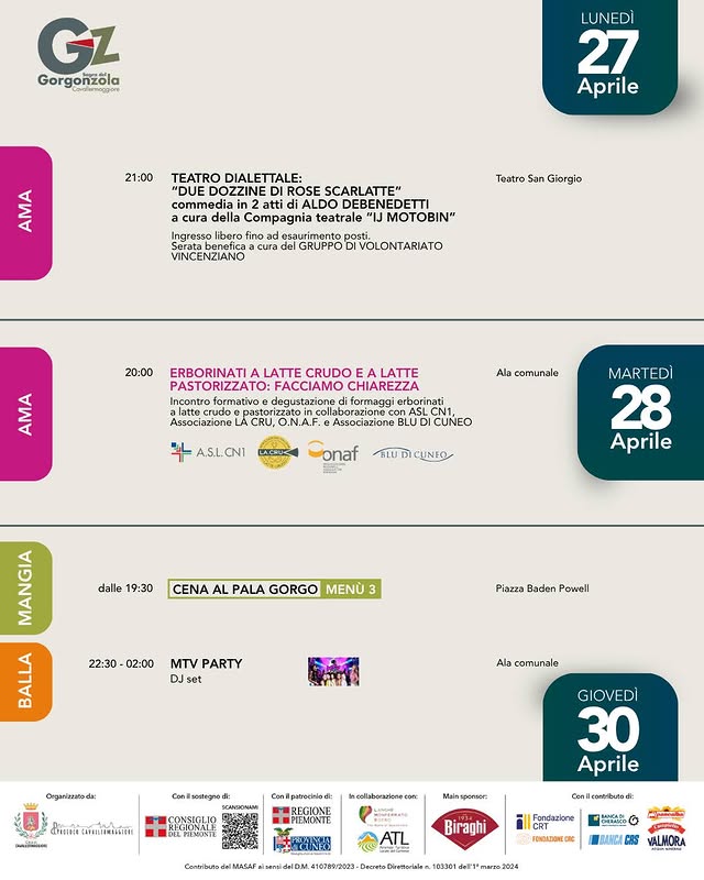  SAGRA DELLA GORGONZOLA - CENTRO, Cavallermaggiore (CN) - IL PROGRAMMA COMPLETO DELLA SAGRA É USCITO! 🎉Vi avevamo detto che stavamo sistemando gli ultimi dettagli... ed eccoli qui! Il programma completo dell...