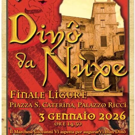 Auguri di Natale - Piazza S. Caterina, Palazzo Ricci, Finale Ligure (SV) - Dinò da Nuxe  
Finale Ligure  
Piazza S. Caterina, Palazzo Ricci  
3 gennaio 2026  
ORE 14.30  
Il Marchese Giovanni VI aspetta per augurarVi Bun...