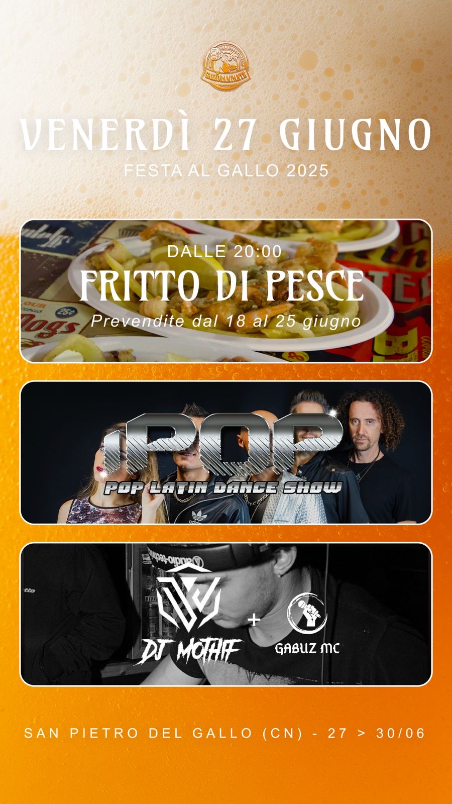 Una Birra al Gallo  - Piazza San Pietro del Gallo, Cuneo (CN) - Torna come ogni anno l'appuntamento a San Pietro del Gallo!
Vi aspettiamo con tanto cibo, musica, cocktail e fiumi di Birra! 
seguiteci su Instagram e...