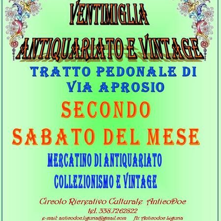 Mercatino di Antiquariato collezionismo e vintage - Via Aprosio (tratto pedonale), Ventimiglia (IM) - Ogni secondo sabato del mese Mercatino di Antiquariato e Vintage nel tratto pedonale di Via Aprosio dalle 9.00 alle 19.00.