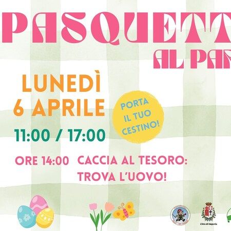 Pasquetta al Parco Urbano - Parco Urbano, Imperia (IM) - Ritorna la Pasquetta al Parco Urbano per la sua quinta edizione, un evento gratuito dedicato a famiglie e bambini.
La giornata, organizzata dal Comun...