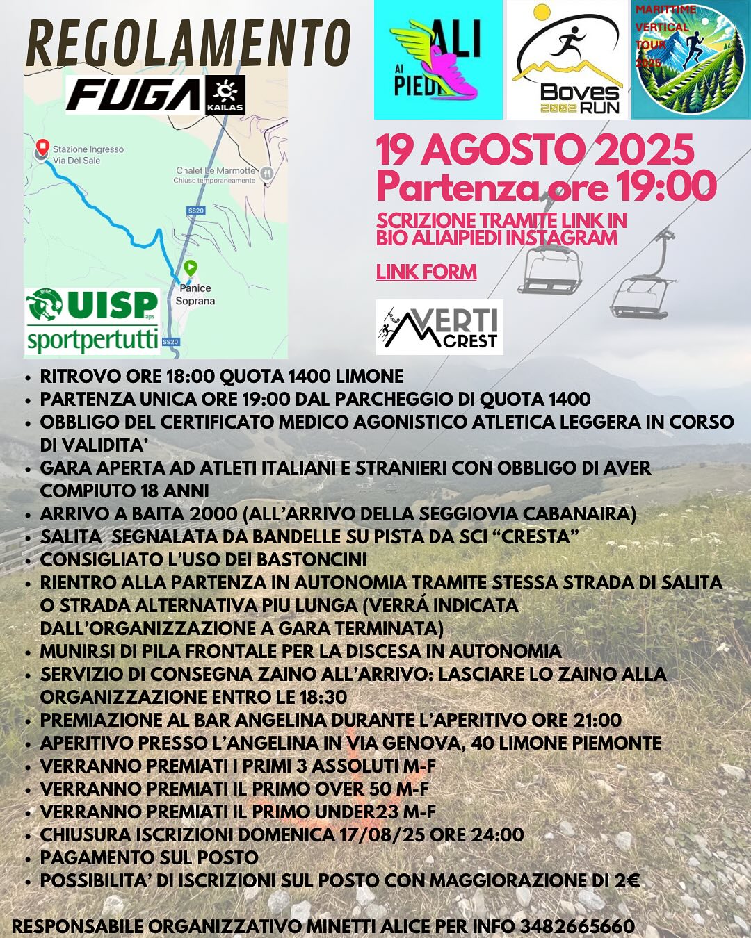 VERTICREST - MARITTIME VERTICAL TOUR - Limone Quota 1400, Limone Piemonte (CN) - VERTICREST - MARITTIME VERTICAL TOUR🗓️19 Agosto 2025 ore 19:00 🏃🏽‍♀️🏃🏽‍♂️⛰️📍 Limone Piemonte- Valle Vermenagna📈2,4km 600d+È arrivato il momento...