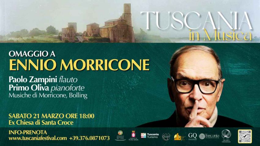 OMAGGIO A ENNIO MORRICONE Duo Zampini-Oliva - Ex Chiesa di Santa Croce, Piazza F.Basile 41 Tuscania, VT 01017 Italy, Tuscania (VT) - Paolo Zampini & Primo Oliva. Il duo di flauto e pianoforte composto da Paolo Zampini e Primo Oliva, si è formato nel 2002 al Conservatorio Luigi Cheru...