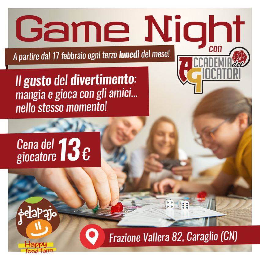 Game Night - Frazione Vallera 82, Caraglio (CN) - 🔹 Lunedì sera. Sei seduto al tavolo, gli amici intorno, una sfida epica davanti a te. La strategia è chiara, la mossa decisiva è pronta… ma prima, un...