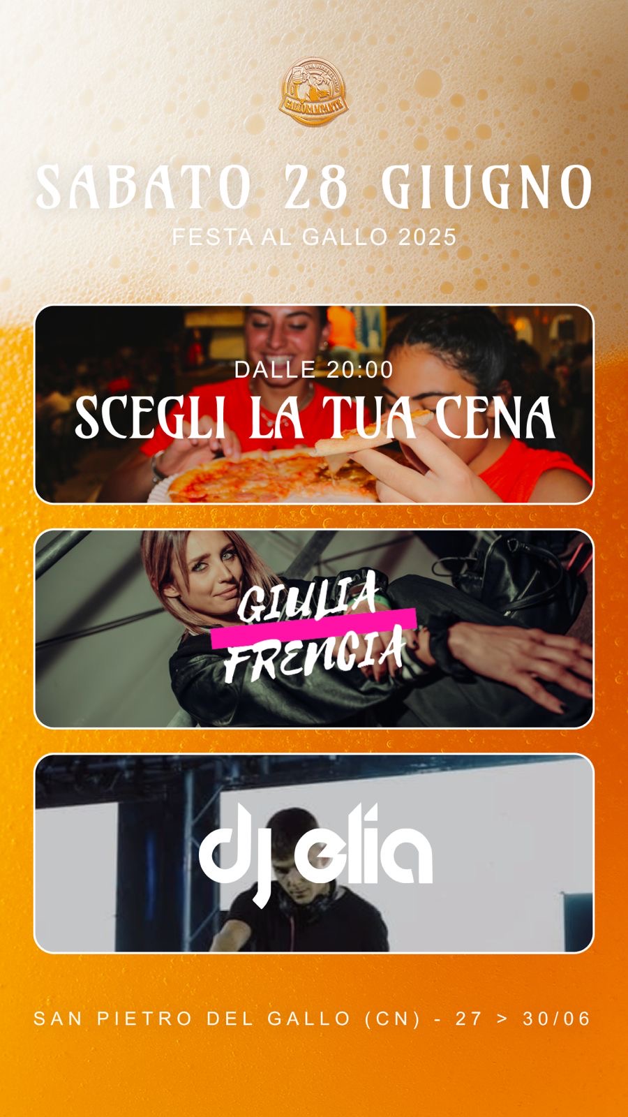 Una Birra al Gallo  - Piazza San Pietro del Gallo, Cuneo (CN) - Torna come ogni anno l'appuntamento a San Pietro del Gallo!
Vi aspettiamo con tanto cibo, musica, cocktail e fiumi di Birra! 
seguiteci su Instagram e...