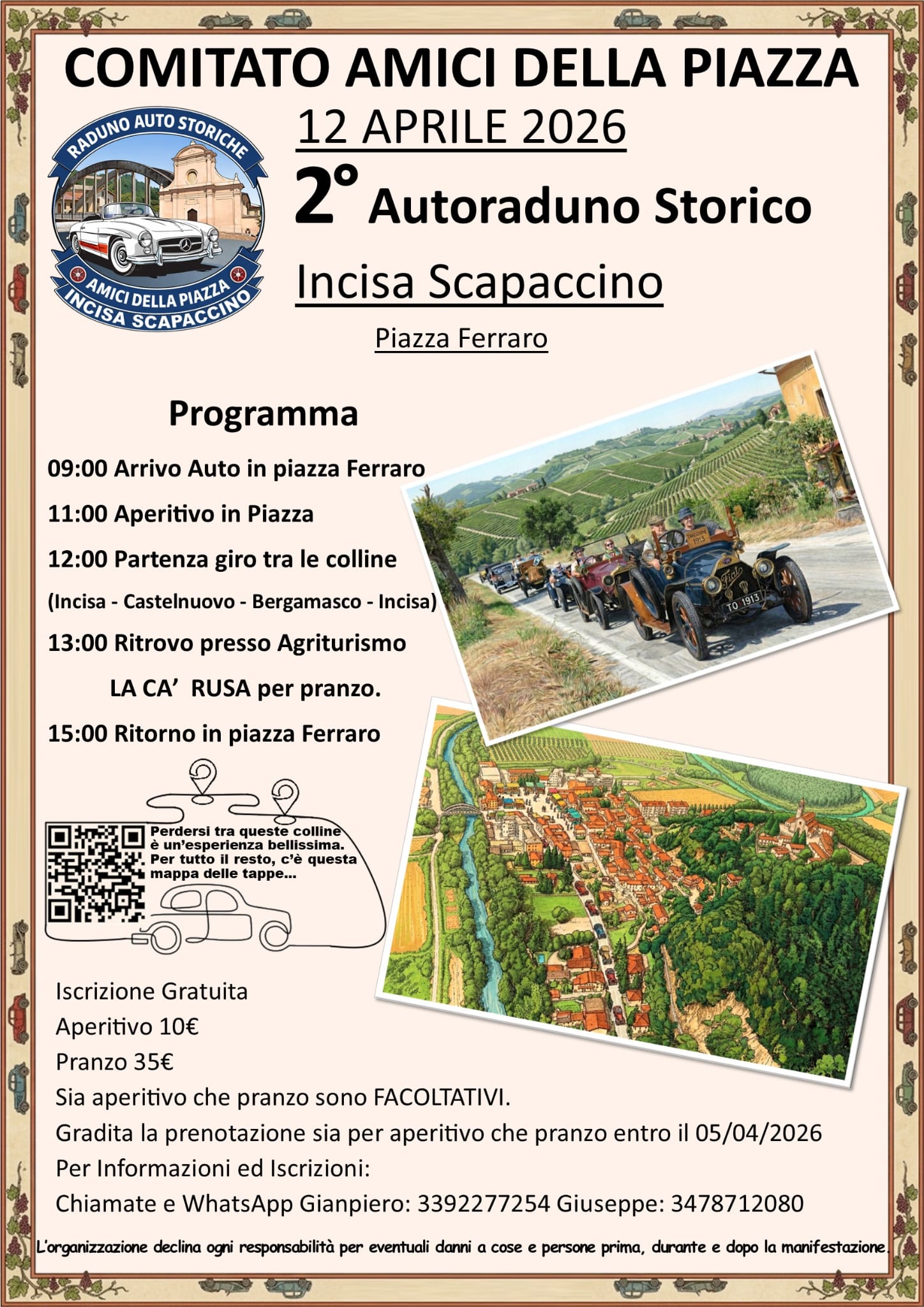 Autoraduno storico e tradizionale friciula di Incisa  - Piazza Ferraro, Incisa Scapaccino (AT) - In occasione dell'Autoraduno organizzato dal comitato Amici della Piazza, domenica 12 aprile saremo presenti anche noi a distribuire la nostra rinomat...