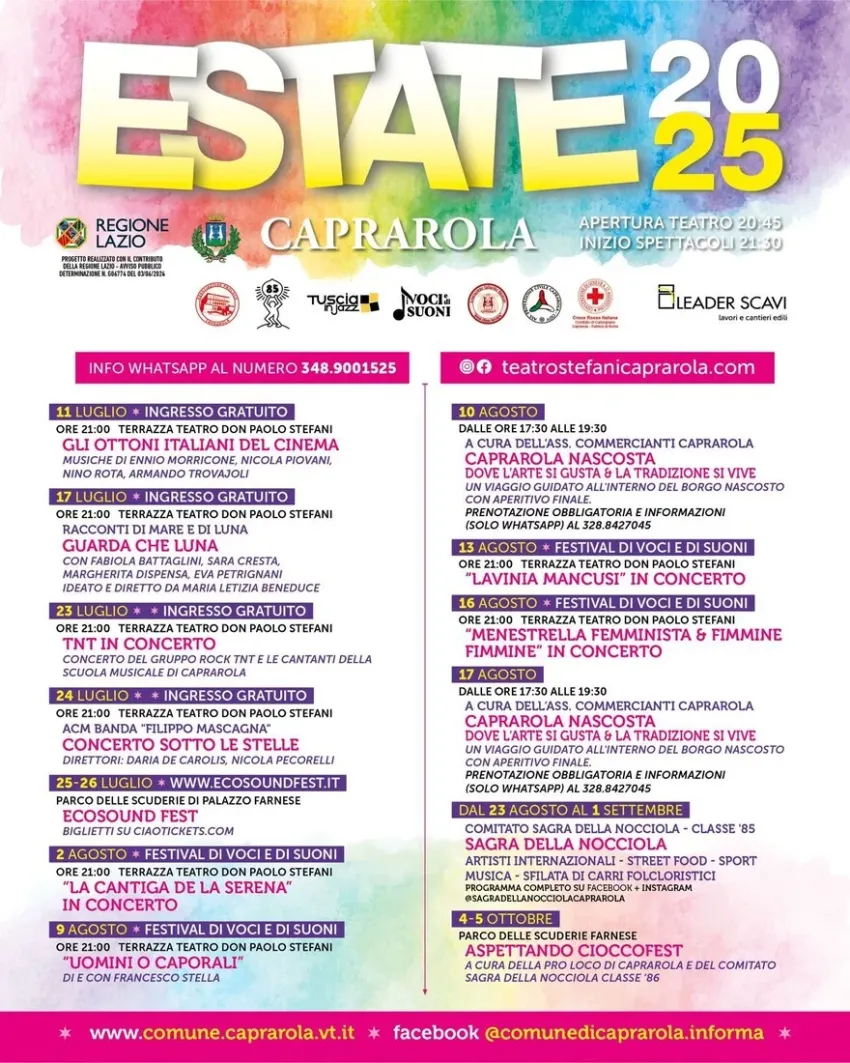 Estate a Caprarola - Centro città, Caprarola (VT) - Caprarola si prepara a vivere un'estate intensa e ricca di appuntamenti culturali, musicali e popolari, pensati per valorizzare il territorio e offrir...