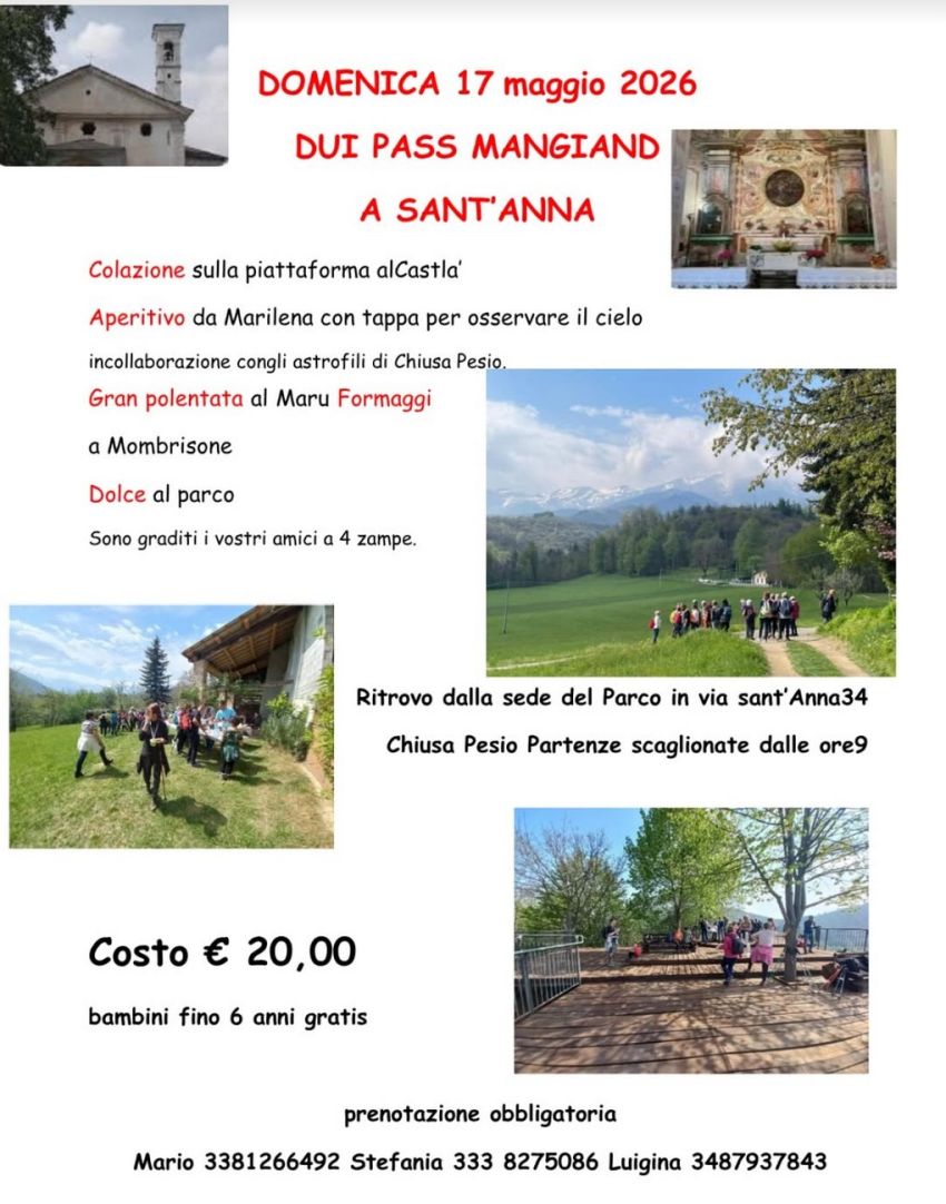 DUI PASS MANGIAND A SANT'ANNA - Via Sant'Anna 34, Chiusa di Pesio (CN) - 





 









🍴 DUI PASS MANGIAND A SANT'ANNA 🌲
Siete pronti per una domenica all'insegna del buon cibo, della natura e della convivialità? Vi as...