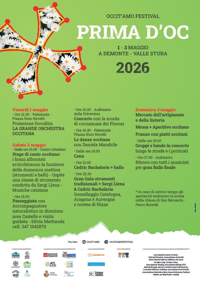 Occit'amo Festival - Prima D'Oc - Piazza Nuto Revelli, Demonte (CN) - 





Le 4 stagioni di Occit’amo - La Primavera




Comune di Demonte | Proloco Demonte e Unione Montana Valle Stura
Prima D’oc, la festa occitana che...